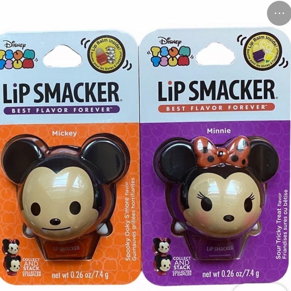 Lip Smacker Disney Tsum Tsum Mickey and Minnie Halloween Lip Balms new!